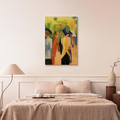 Leinwandbild - August Macke – Walker under trees (Walker in the park)