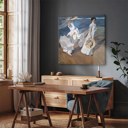 Leinwandbild - Joaquín Sorolla y Bastida – Strolling along the Seashore