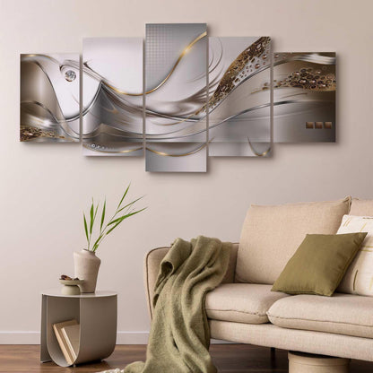 Leinwandbild „Goldene Wellen“ – Eleganz in Bewegung für moderne Räume