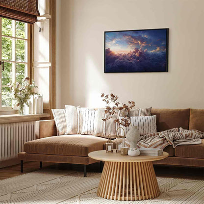 Leinwandbild - The Sun in Hiding: The Golden Face of the Sky Over a Cloudy Sea Artgeist