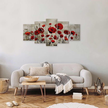 Leinwandbild „Rotes Mohnblumenfeld“ für lebendige Akzente