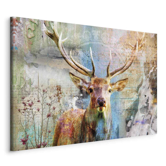 Leinwandbild Hirsch auf Holz – Rustikales Waldmotiv mit Naturcharme