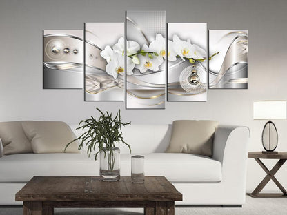 Leinwandbild „Perlmutt-Tanz der Orchideen“ – Eleganz in Blütenform