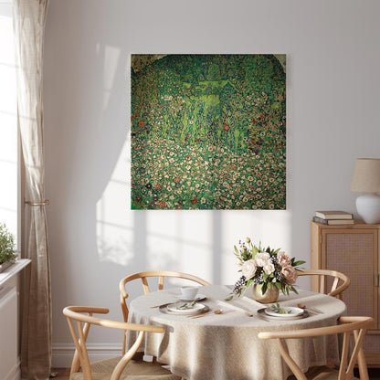 Leinwandbild - Gustav Klimt – Gartenlandschaft mit Bergkuppe