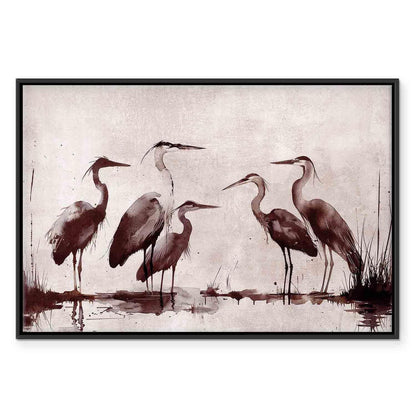 Leinwandbild - Herons painted with ink