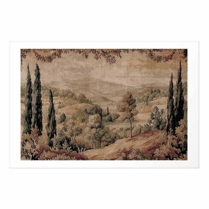 Poster - Mediterranean Landscape - Old Tapestry with a Hill and Lake