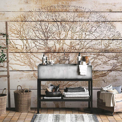 Fototapete - Tree on Boards