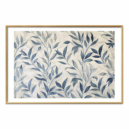 Poster - Delicate Botanical Motif with Blue Leaves