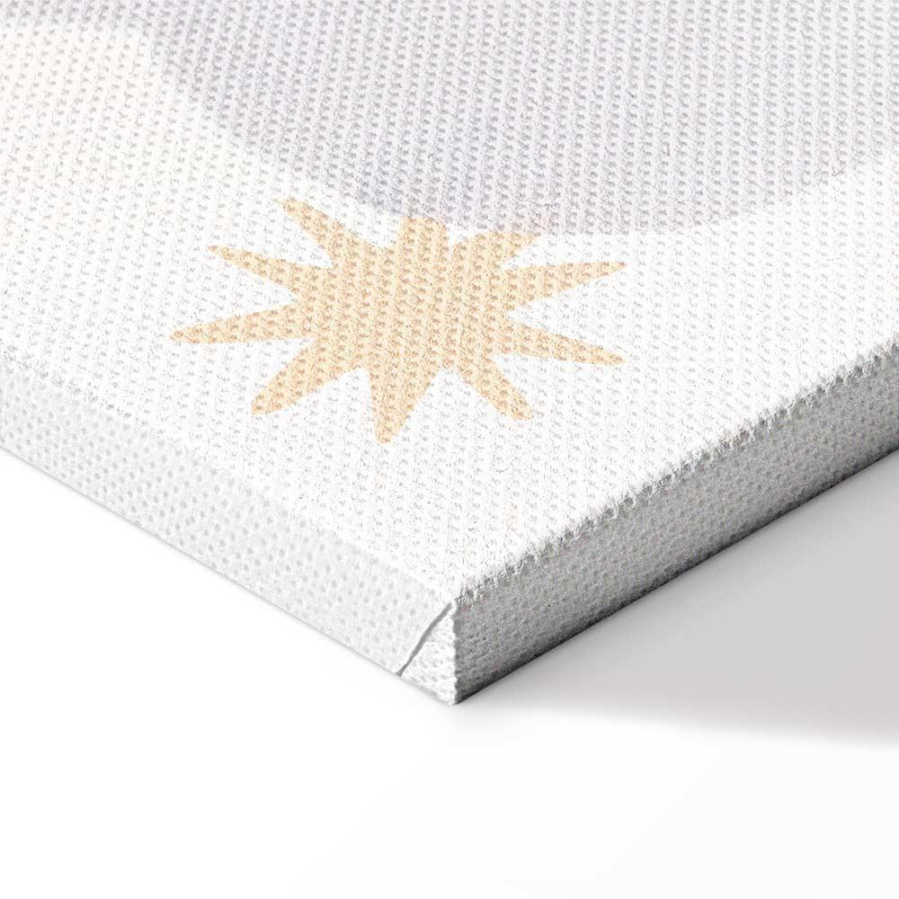 Leinwandbild - Letters Above the Rainbow - Letters Among Streams of Rain and Clouds with a Rainbow Moon and Stars on a Light Background