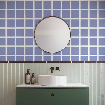 Tapete - Lines and Symmetry - Expressive White Grid on a Blue Background