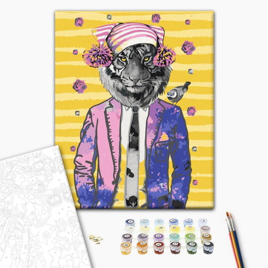 Malen nach Zahlen - Tiger in Hat