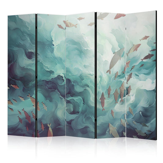 Paravent - Three Schools of Fish - Fish in Muted Colors Swimming in Groups in Oceanic Depths Artgeist