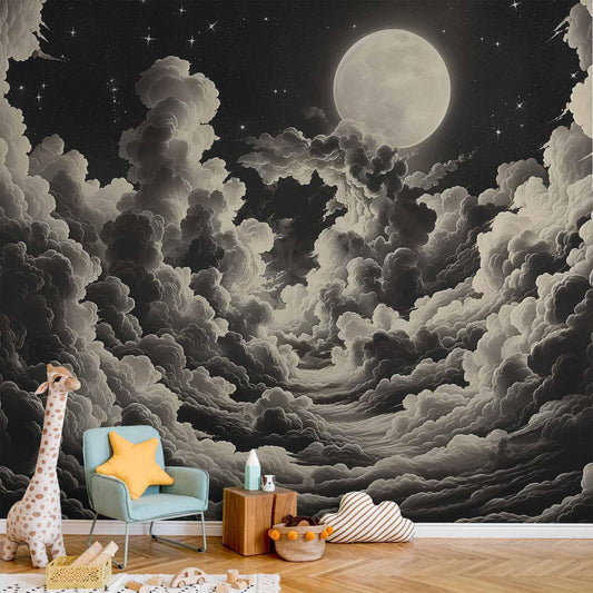 Fototapete - Moon and Stars Singing Among the Great Clouds Artgeist