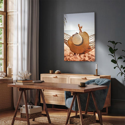 Leinwandbild - Hammock on the Beach (1 Part) Vertical