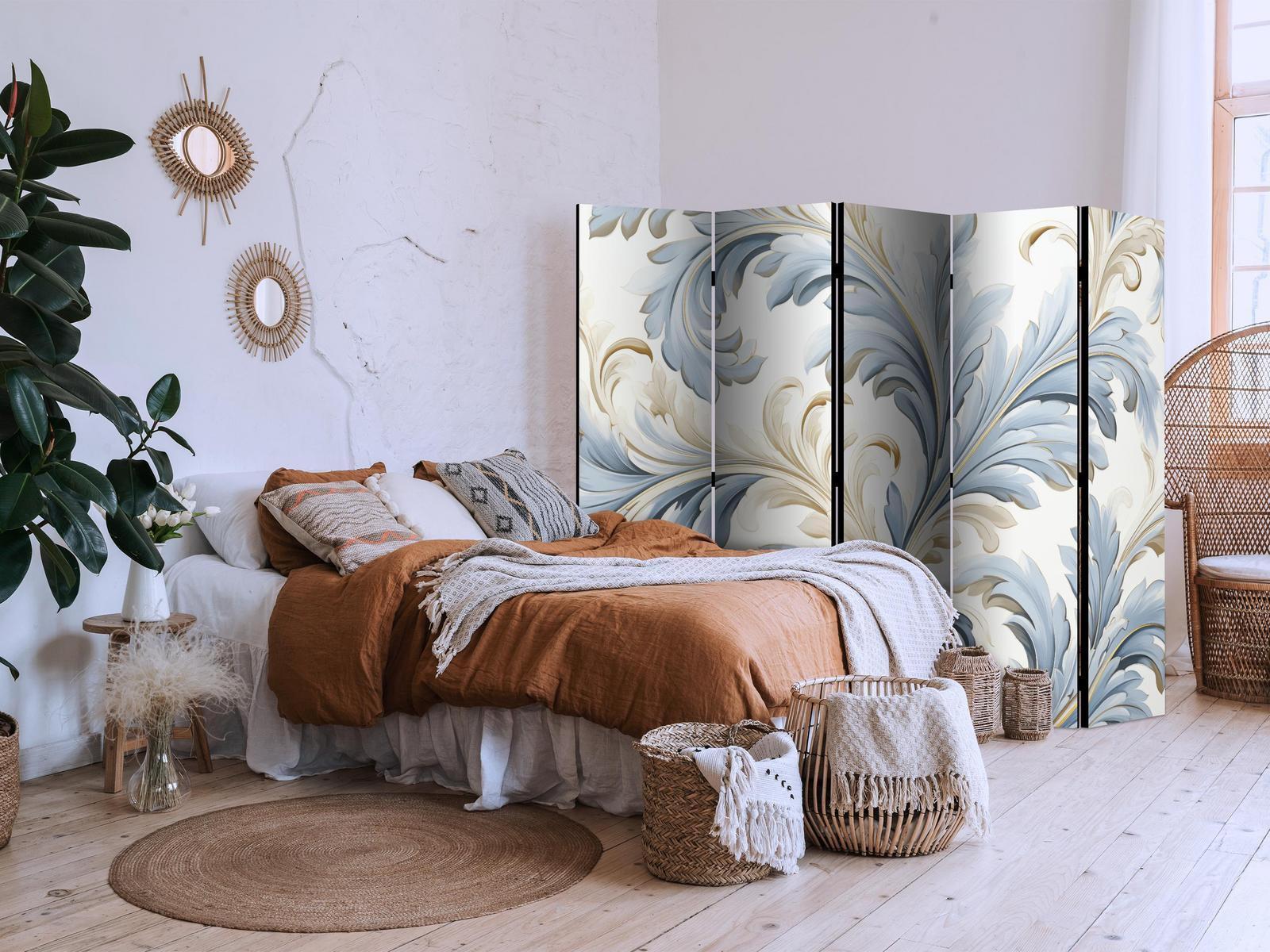 Paravent - Baroque Ornaments in Light Creamy Blue Colors Artgeist