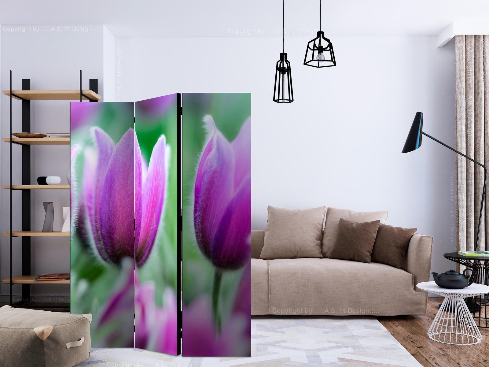 Paravent - Purple spring tulips Artgeist