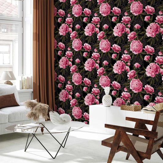 Tapete „Üppige Blumenpracht“ – Elegante florale Wandgestaltung