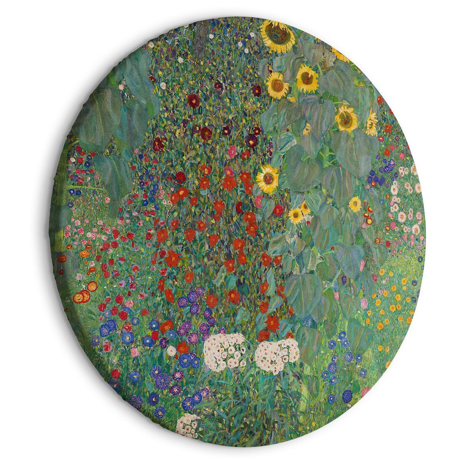 Rundes Bild - Country Garden With Sunflowers, Gustav Klimt - Multi-Colored Flowers Artgeist