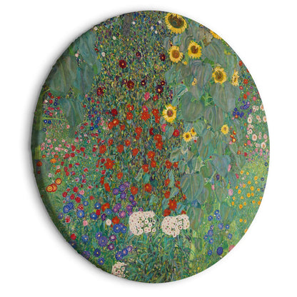 Rundes Bild - Country Garden With Sunflowers, Gustav Klimt - Multi-Colored Flowers Artgeist
