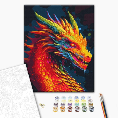 Malen nach Zahlen - Multicoloured dragon