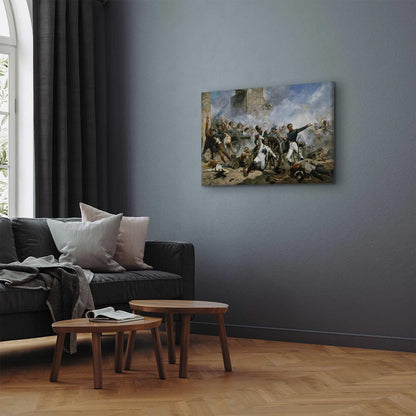 Leinwandbild - Joaquín Sorolla y Bastida – The death of Pedro Velarde y Santillán during the defence of the Monteleon Artillery Barracks