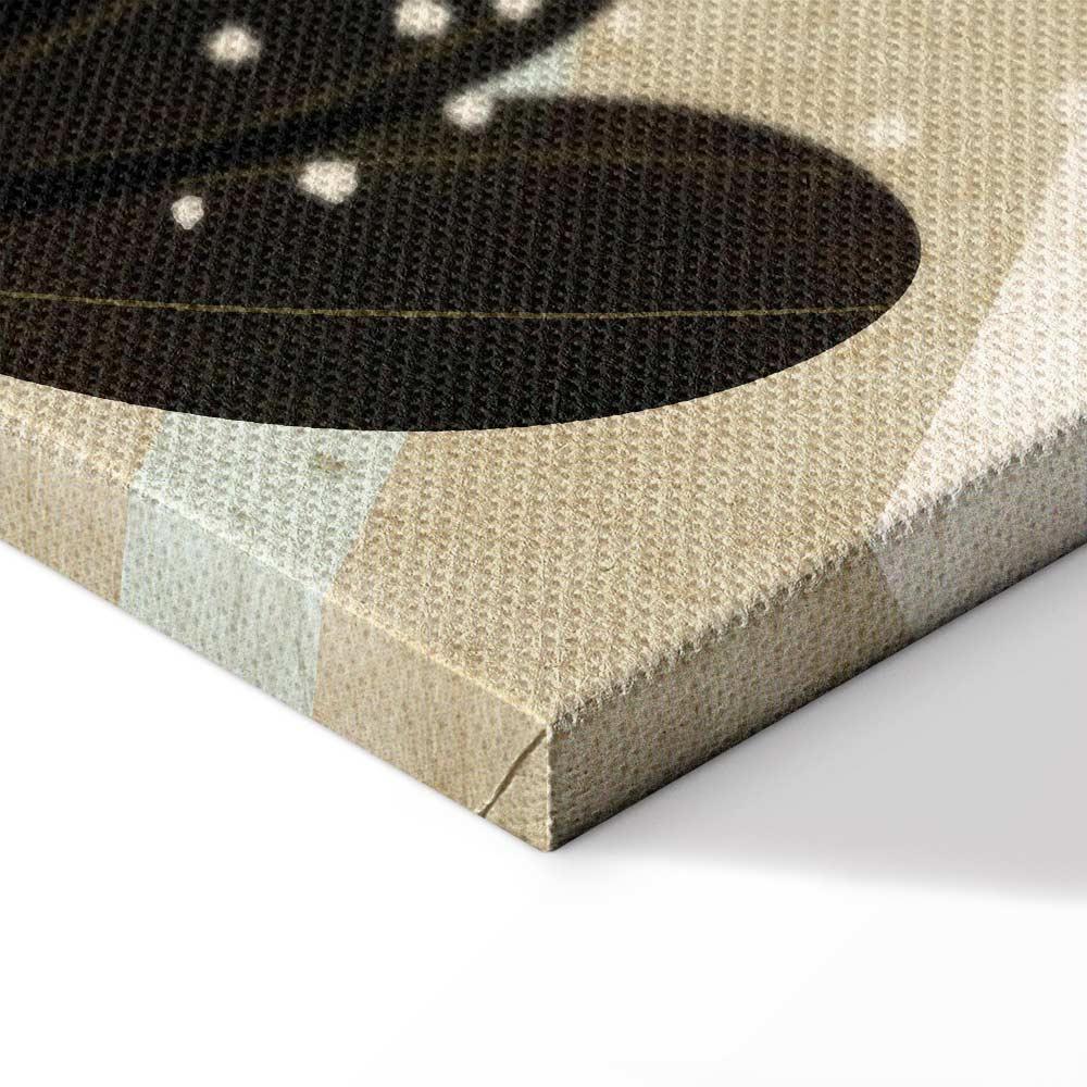 Leinwandbild - Rainbow and Sun Above - Birds in Subdued Colors Flying Among Clouds Above a Rainbow and Various Plants on a Light Background