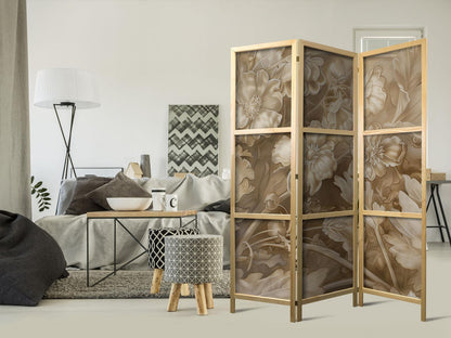 Japanischer Paravent - Carved Baroque Ornaments - Rich Composition in Sepia Colors