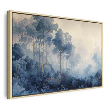 Leinwandbild - Landscape with Trees in Illustrative Style Fairy-Tale Blue Forest