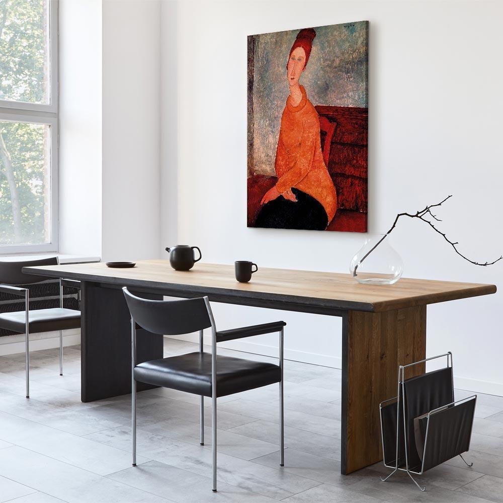 Leinwandbild - Amedeo Modigliani – Jeanne Hebuterne in a Yellow Sweater