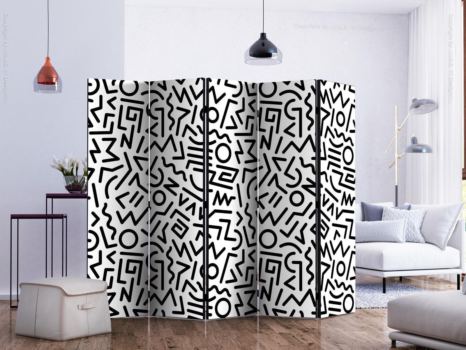 Paravent - Black and White Maze II Artgeist