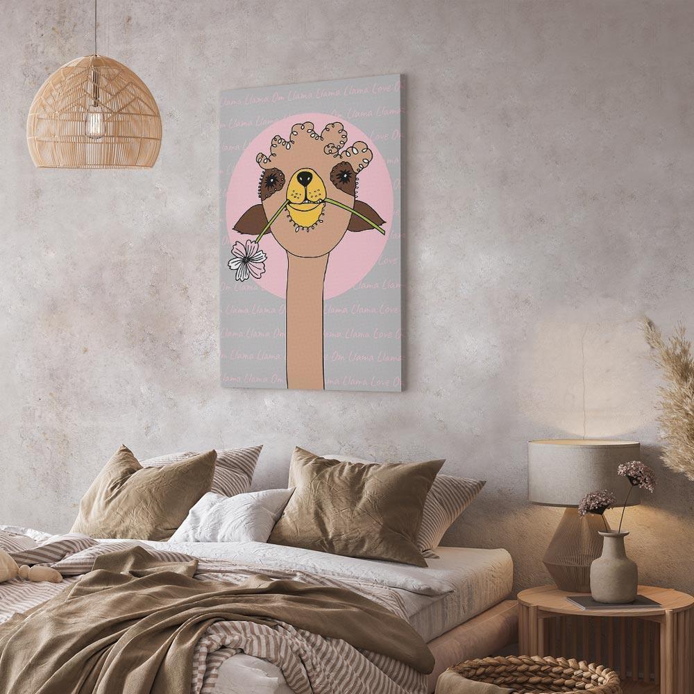 Leinwandbild - Happy Llama (1 Part) Vertical