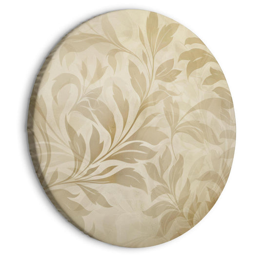 Rundes Bild - Botanical Motif with Leaves and Vines in Sand Colors Artgeist