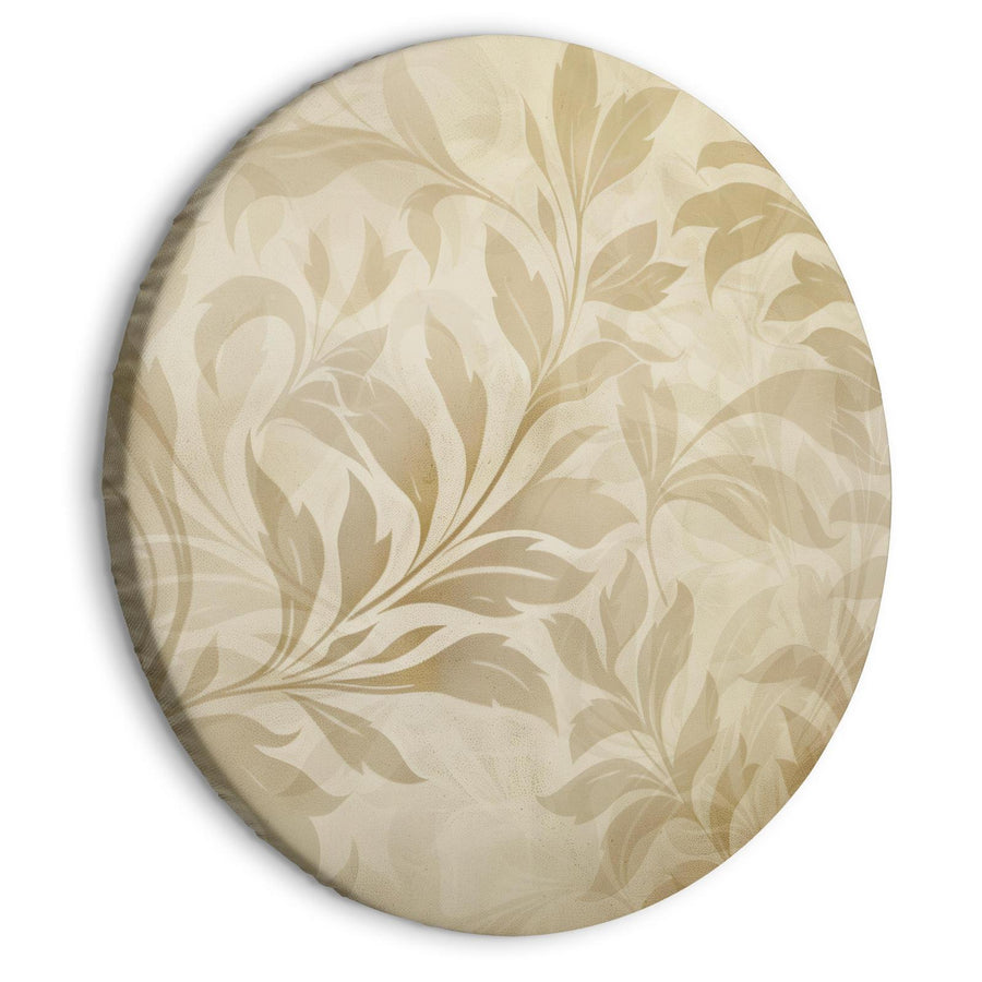 Rundes Bild - Botanical Motif with Leaves and Vines in Sand Colors Artgeist