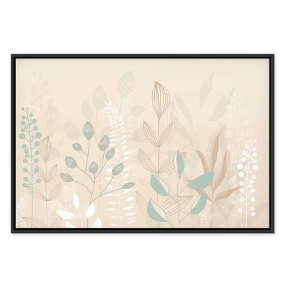 Leinwandbild - Morning in the Meadow - Various Pastel Plants on a Beige Background