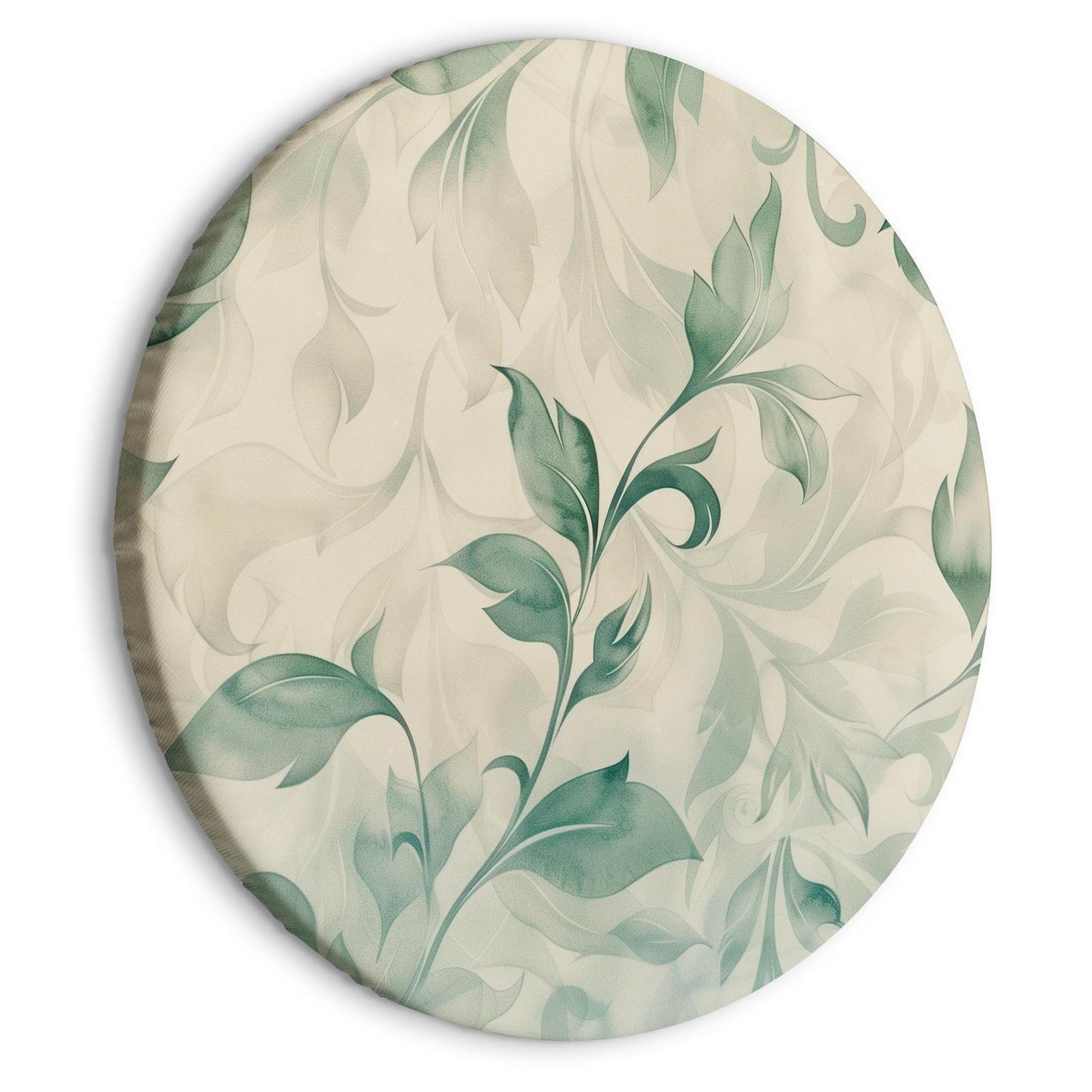 Rundes Bild - Watercolor Botanical Motif: Delicate Green-Beige Leaves Artgeist