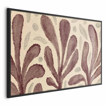 Poster "Leaves and Spots" with large trembling shapes inspired by Matisse, featuring abstract leaf patterns in earthy tones, framed for home decor.