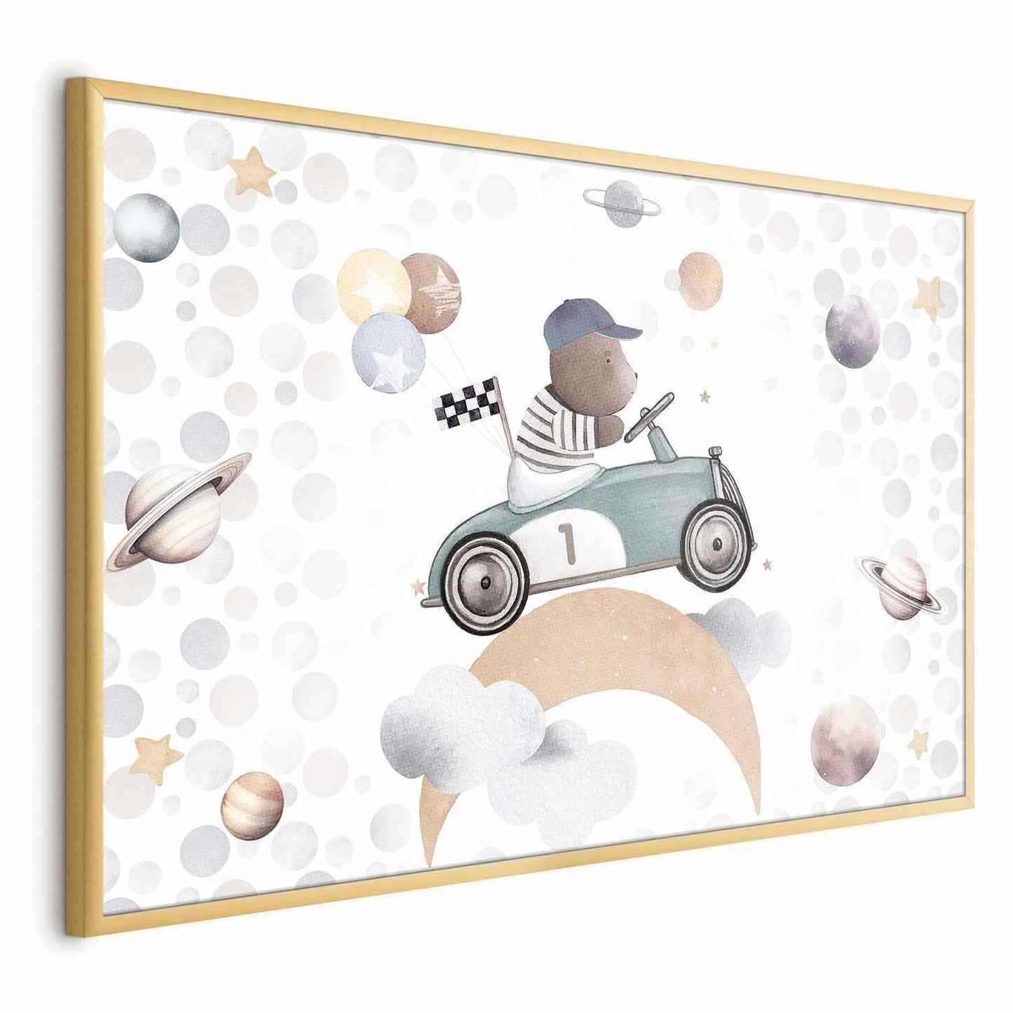 Poster - Bear in a Race Car Artgeist