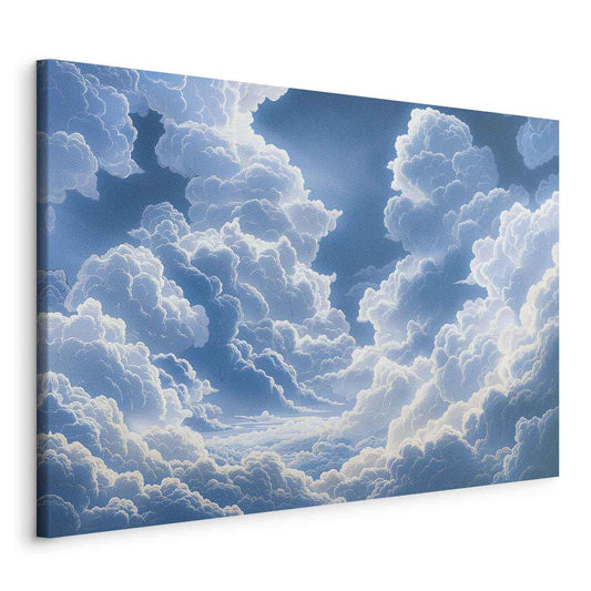 Leinwandbild - Blue Sky Breaking Through White Fluffy Clouds Artgeist