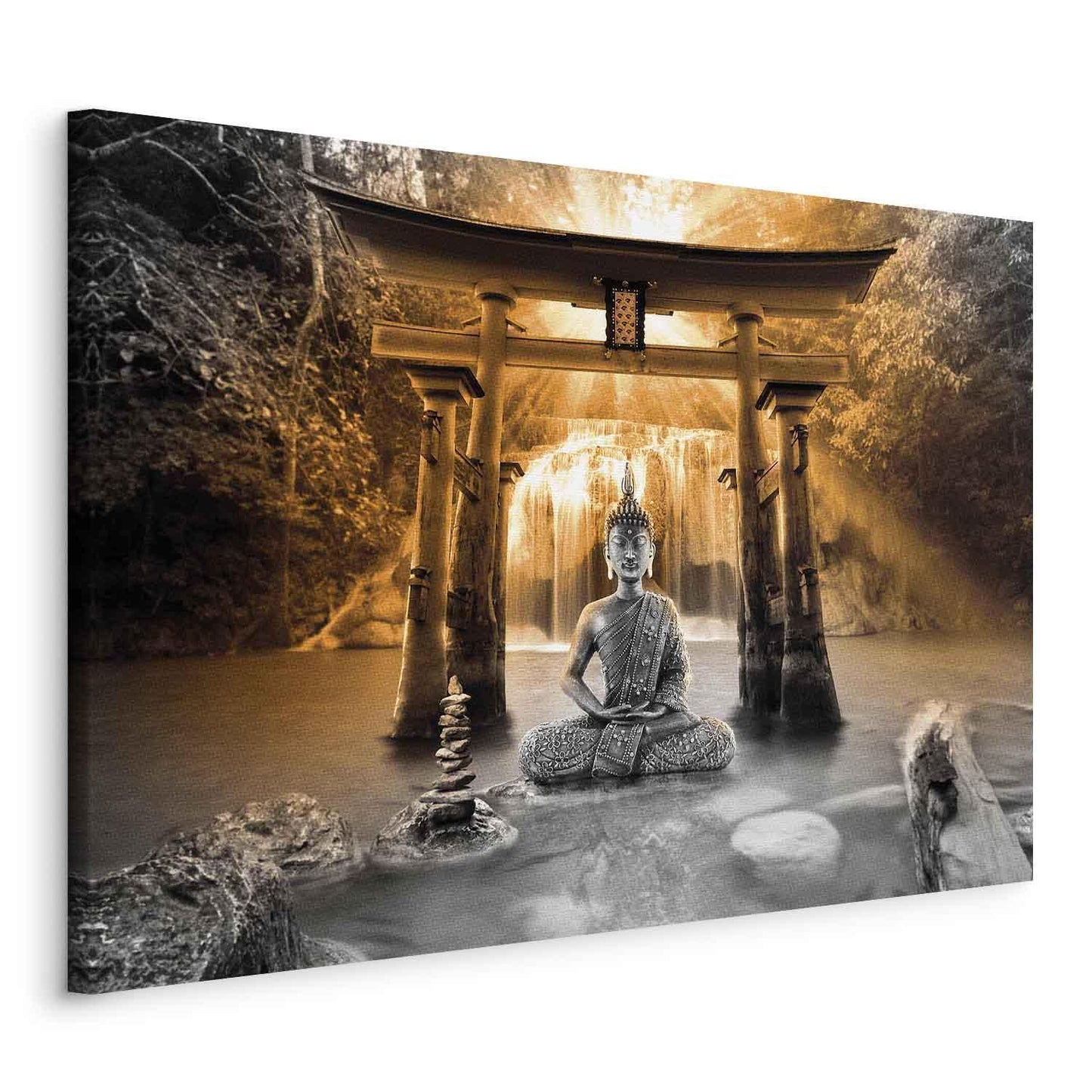 Leinwandbild - Buddha Smile (1 Part) Wide Orange Artgeist