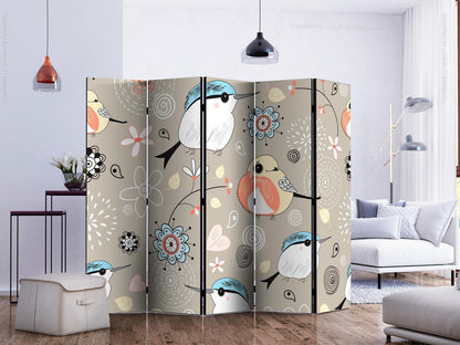 Paravent - Natural pattern with birds II Artgeist