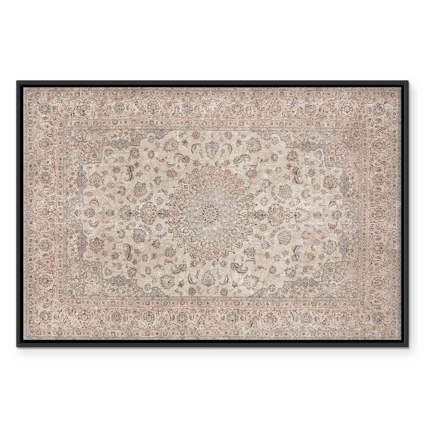 Leinwandbild - Sand carpet - worn Persian carpet with rich decorative motifs