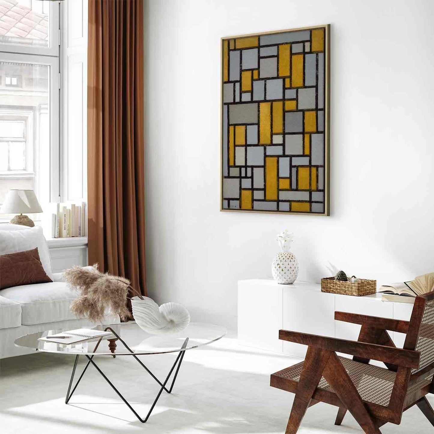 Leinwandbild - Composition with grid 1 (Piet Mondrian) Artgeist