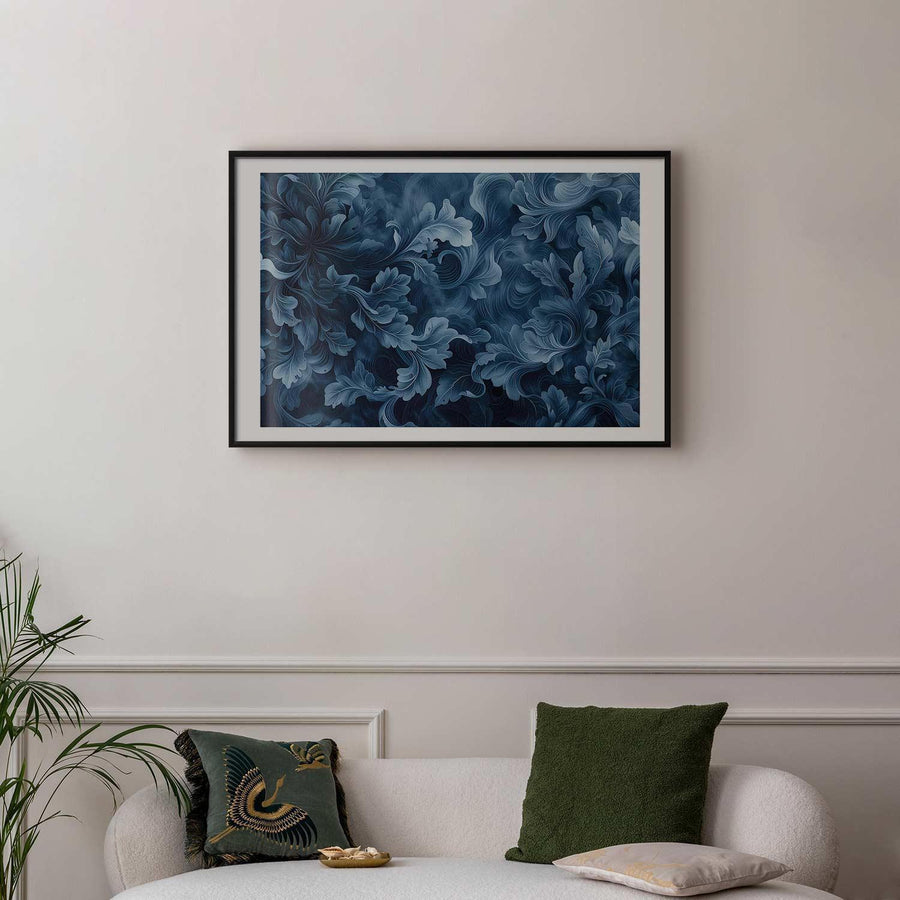 Poster - Dense, Dark Blue Abstract Ornaments Artgeist