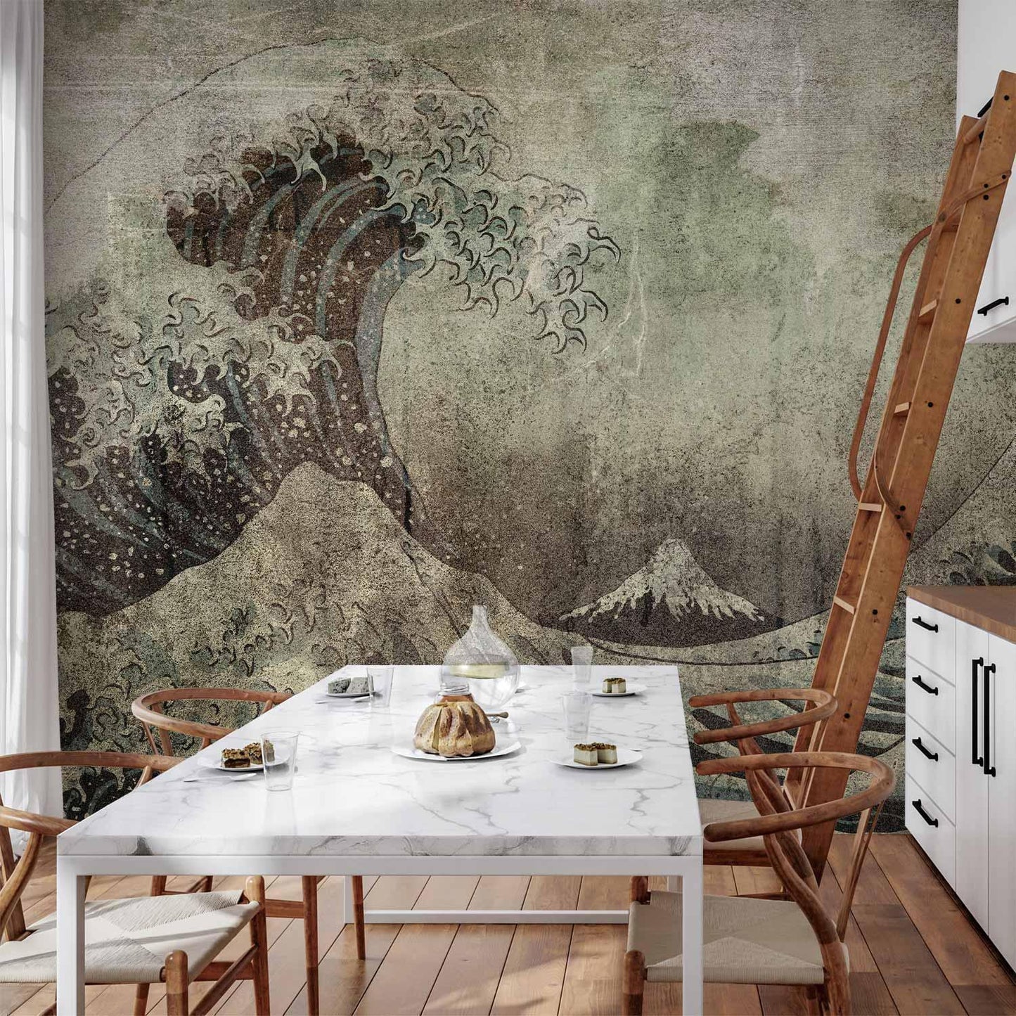 Fototapete - Great wave in Kanagwa in retro style - landscape of rough sea Artgeist