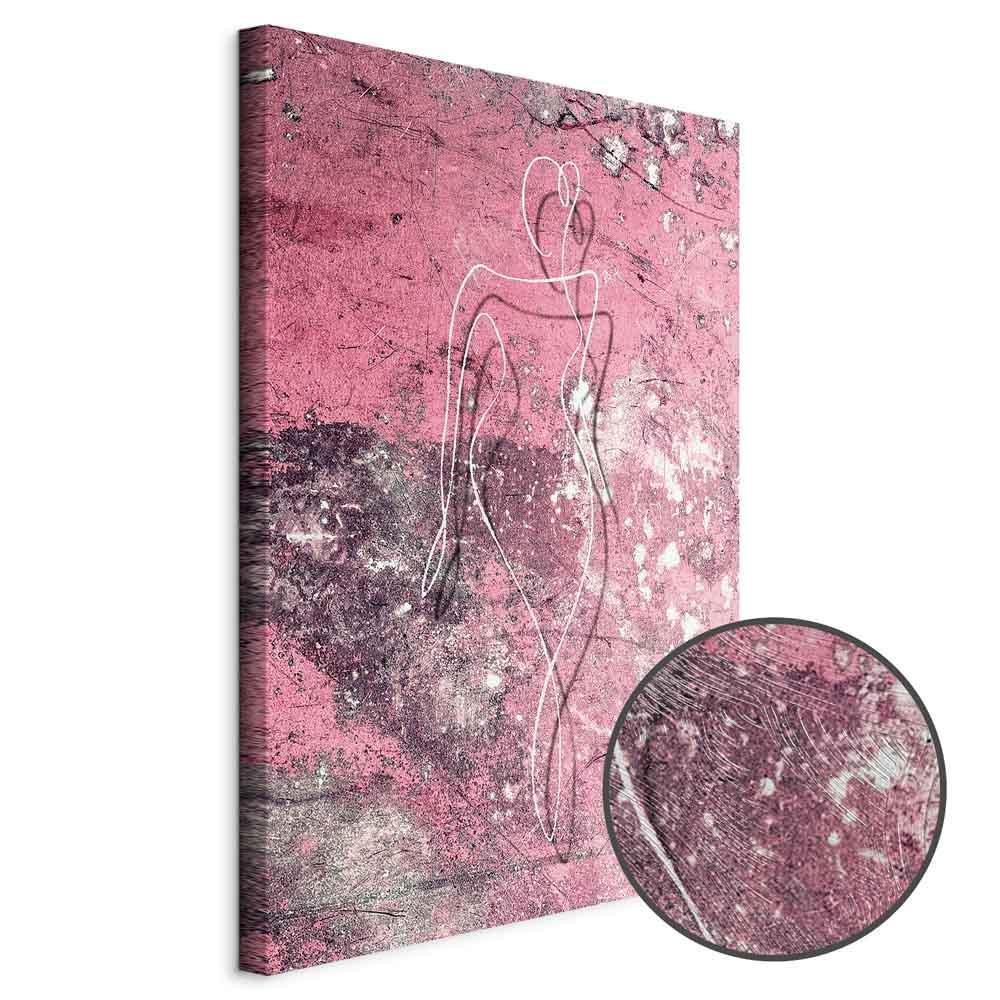 Leinwandbild - Figure on Pink Background (1-part) - Female Silhouette in Marble