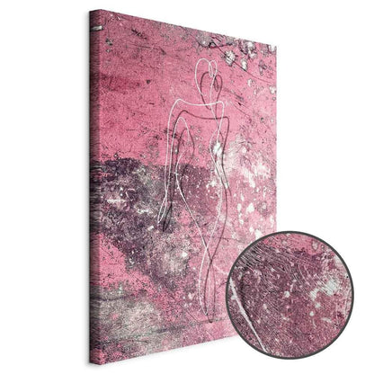 Leinwandbild - Figure on Pink Background (1-part) - Female Silhouette in Marble