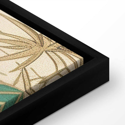 Leinwandbild - By an Asian pond - an illustration in the style of a Japanese engraving, depicting a heron