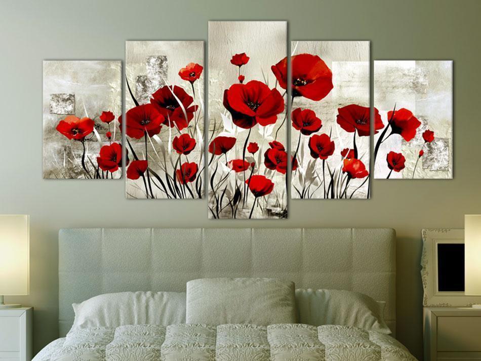 Leinwandbild „Rotes Mohnblumenfeld“ für lebendige Akzente