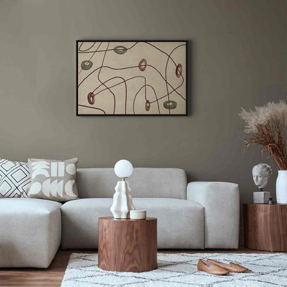 Leinwandbild - Lines and shapes – bead labyrinth on a pale washed background