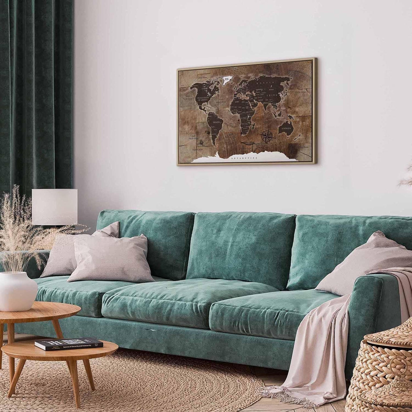 Leinwandbild - World Map: Wooden Mosaic